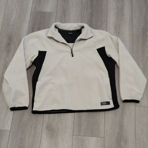 Izod Cream and Black Zip-Up Sweater